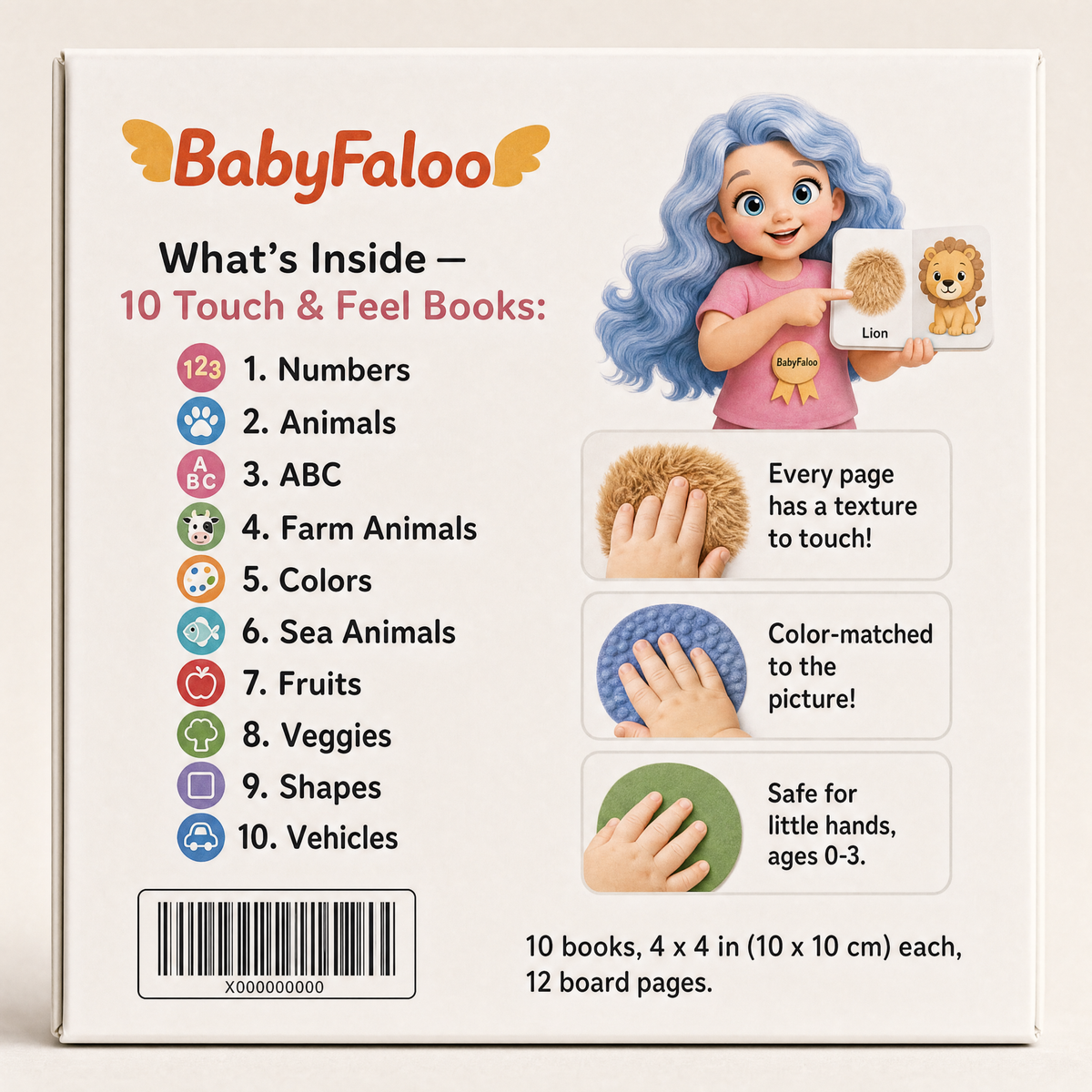 BabyFaloo 10-Book Touch & Feel Set | Sensory Board Books for Babies & Toddlers (6 Months - 3 Years)