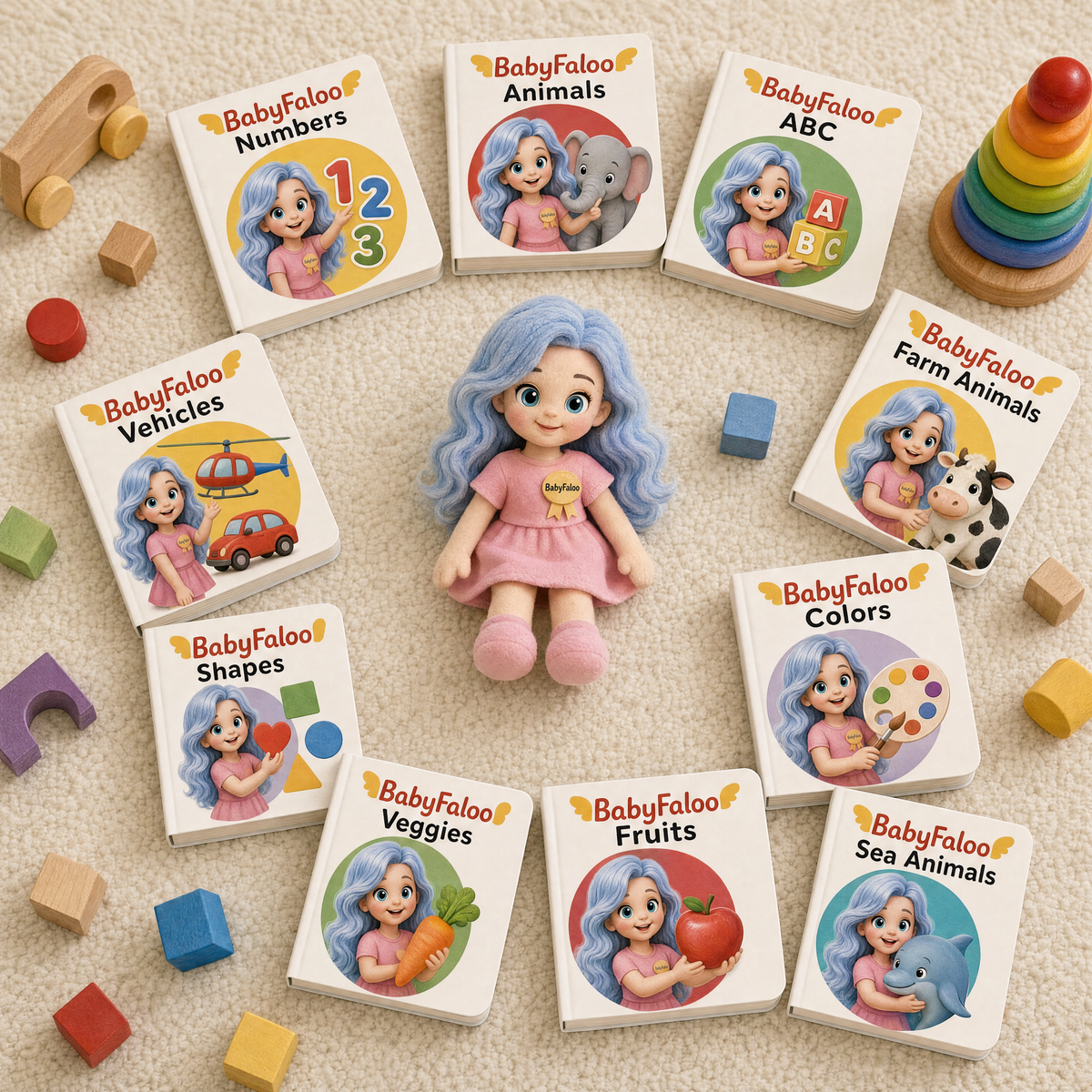 BabyFaloo 10-Book Touch & Feel Set | Sensory Board Books for Babies & Toddlers (6 Months - 3 Years)